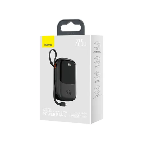 Baseus Qpow Pro 20000mAh 22.5W Digital Display Quick Charging Power Bank With Type-C Cable