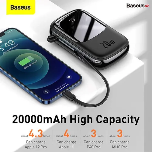 Baseus Qpow Pro Digital Display 20W Quick Charge 10000mAh Power Bank with Lightning Cable