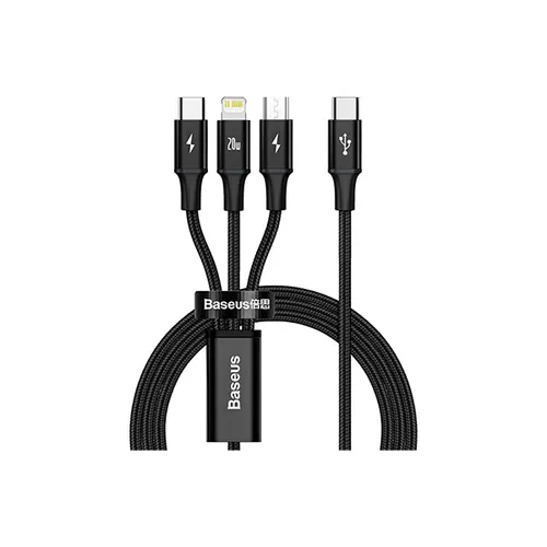 Baseus Rapid Series 3-in-1 20W Type-C to Micro + Lightning + Type-C High Speed Charging Cable