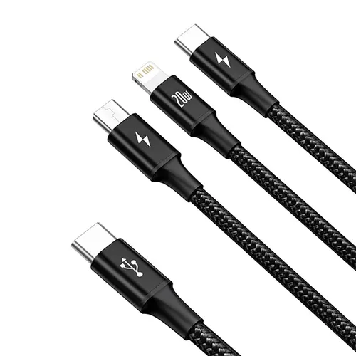 Baseus Rapid Series 3-in-1 20W Type-C to Micro + Lightning + Type-C High Speed Charging Cable
