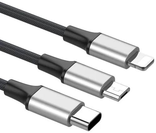 BASEUS Rapid Series 3 In 1 Cable Type-C To iPhone + Type-C + Micro 3A 1.2M CAMLT-SUS1