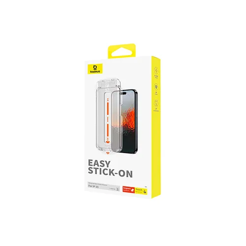 Baseus Sapphire Series HD Tempered Glass Screen Protector with Built-in Dust Filter for iPhone 15 Pro Max