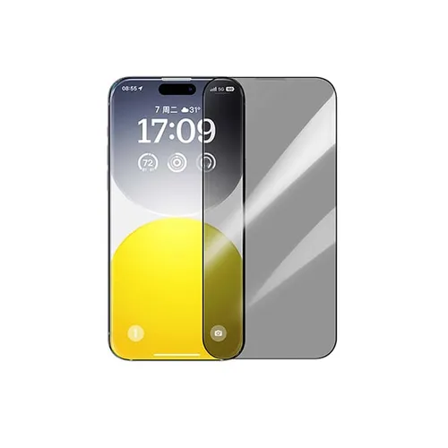 Baseus Sapphire Series Privacy Tempered Glass Screen Protector with Built-in Dust Filter for iPhone 15