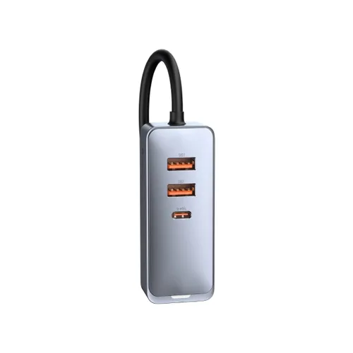 Baseus Share Together car charger with extension cord, 3x USB, USB-C, 120W (gray) CCBT-B0G