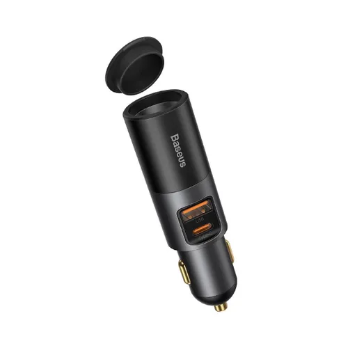 Baseus Share Together Fast Charge Car Charger with Lighter Expansion Port USB + USB-C 120W Gray - CCBT-C0G
