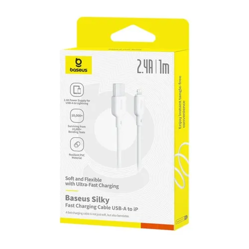 Baseus Silky USB To Lightning 2.4A 1M Charging Cable White P10377702213-00