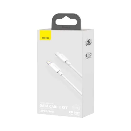 BASEUS Simple Wisdom Data Cable Kit Type-C To iPhone PD 20W (2Pcs/set) PD 20W 1.5M TZCATLZJ-02