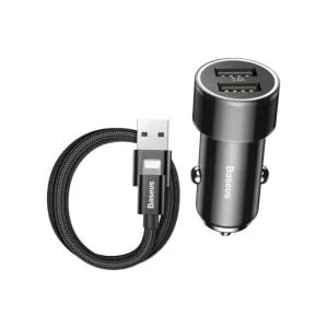 Baseus Small Screw 3.4A Dual-USB Car Charger with Lightning Cable