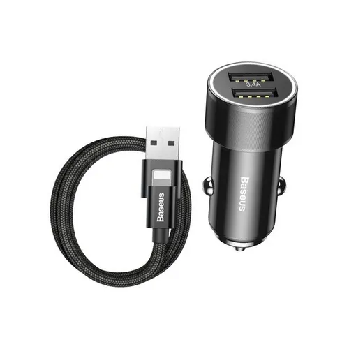 Baseus Small Screw 3.4A Dual-USB Car Charger with Lightning Cable