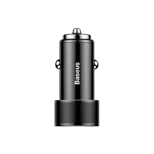 BASEUS Small Screw 3.4A Dual-USB IP Car Charging Set Black TZXLD-A01