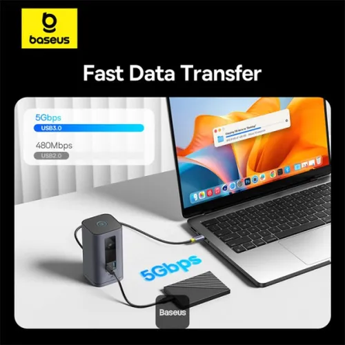 Baseus Spacemate Series 10-in-1 USB-C to 1*HDMI4K@60Hz/1*HDMI 4K@30Hz/2*USB-A (5Gbps)/1*USB-C (5Gbps)/1*RJ45/2*USB-A (480Mbps)/1*USB-C (PD)/ 1*3.5mm Audio (MAC) Docking Station