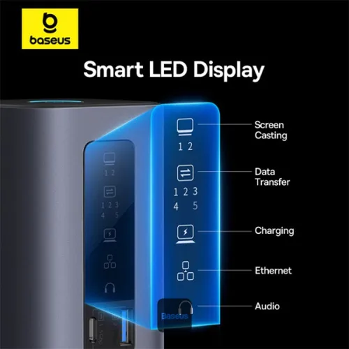 Baseus Spacemate Series 10-in-1 USB-C to 1*HDMI4K@60Hz/1*HDMI 4K@30Hz/2*USB-A (5Gbps)/1*USB-C (5Gbps)/1*RJ45/2*USB-A (480Mbps)/1*USB-C (PD)/ 1*3.5mm Audio (MAC) Docking Station