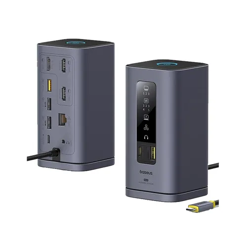 Baseus Spacemate Series 11-in-1 HDMI:4K*3 + USB-A 3.2*2 + USB-C 3.2*1 + USB-A 2.0*2 + RJ45 Ethernet*1 + 3.5mm AUX*1 Docking Station for Mac