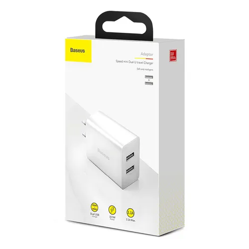BASEUS Speed Mini Dual U Charger 10.5W (CN) White CCFS-M02