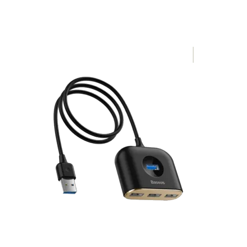 BASEUS SQUARE ROUND 4 IN 1 USB HUB ADAPTER 1M(CAHUB-AY01)-(6m)BLACK