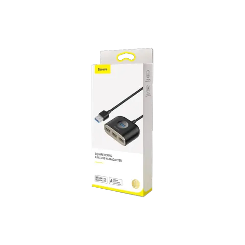 BASEUS SQUARE ROUND 4 IN 1 USB HUB ADAPTER 1M(CAHUB-AY01)-(6m)BLACK