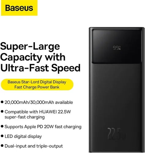 Baseus Star-Lord 65W 20000mAh Digital Display Power Bank