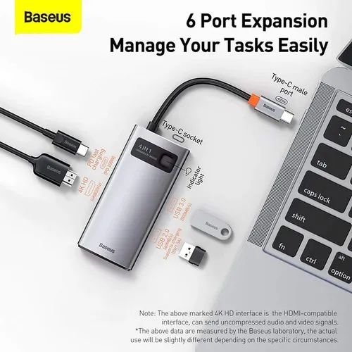 Baseus StarJoy Series 6-in-1 Multifunctional Type-C to USB 3.0*3 / HDMI*1 / RJ45 Network 1000MBPS*1 / Type C PD*1 Hub Docking Station