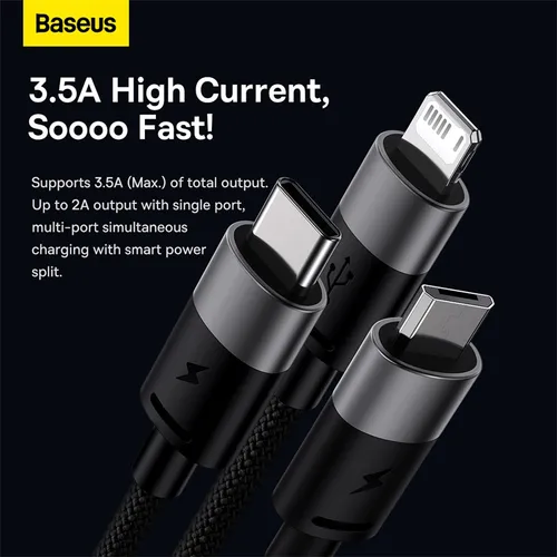 Baseus StarSpeed 1-for-3 Fast Charging 3-in-1 USB to Micro + Type-C + Lightning Cable