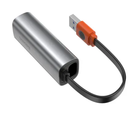BASEUS Steel Cannon Series USB A & Type-C Bidirectional Gigabit LAN Adapter Dark Grey CAHUB-AF0G