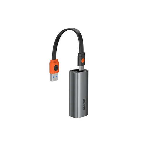 BASEUS Steel Cannon Series USB A &amp; Type-C Bidirectional Gigabit LAN Adapter Dark Grey CAHUB-AF0G