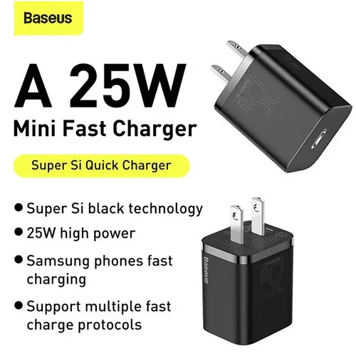 Baseus Super Si 1C 25W US Quick Charger with Type-C Cable