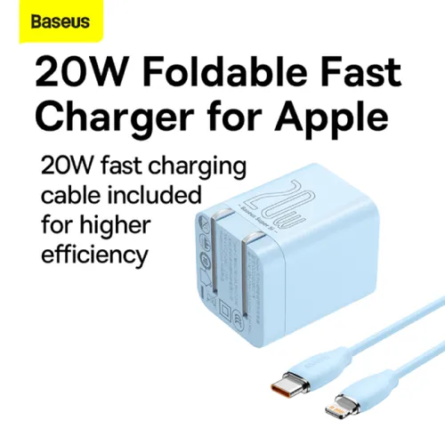 Baseus Super Si 20W CN 2 Pin Quick Charger with Type-C to Lightning Cable