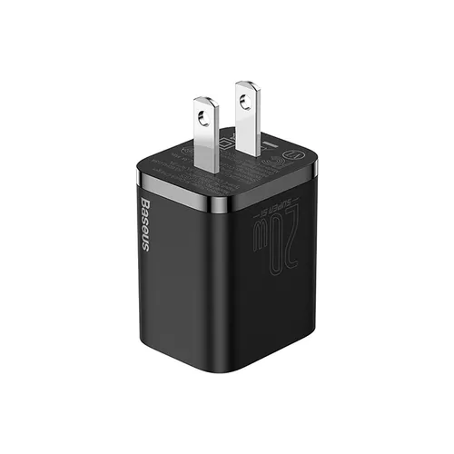 BASEUS Super Si Quick Charger 1C 20W CN Sets Black (With Baseus Simple Wisdom Data Cable Type-C To iP 1M Black) TZCCSUP-A01