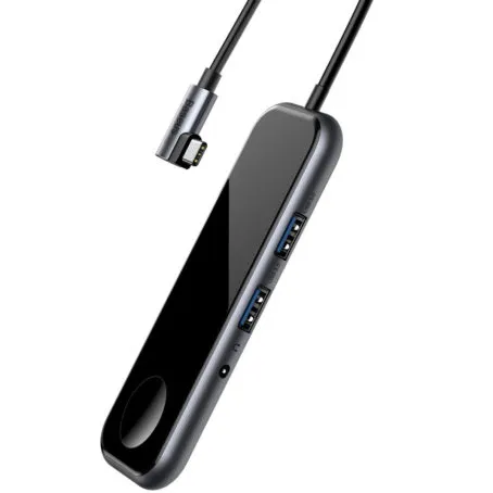 BASEUS Superlative Multifunctional Hub (Type-C To 2 x USB 3.0 + HDMI + Audio + PD + iWatch Wireless Charger) Deep Grey CAHUB-AZ0G