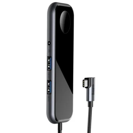 BASEUS Superlative Multifunctional Hub (Type-C To 2 x USB 3.0 + HDMI + Audio + PD + iWatch Wireless Charger) Deep Grey CAHUB-AZ0G