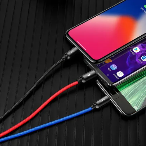 Baseus Three Primary Colors 3-in-1 Cable 1.2m - CAMLT-BSY01