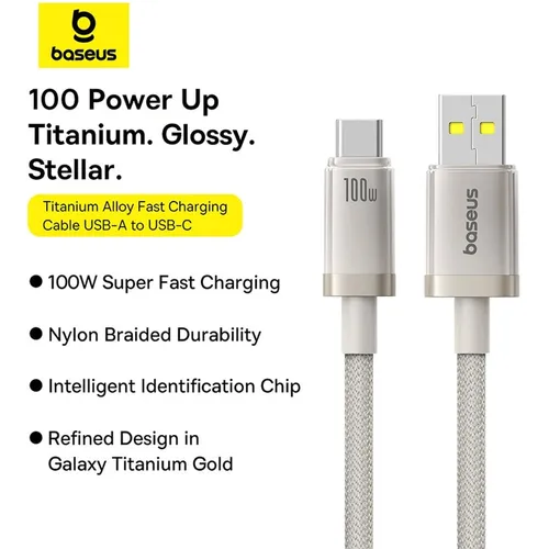 Baseus Titanium Alloy 100W USB to Type-C Fast Charging 2M Cable
