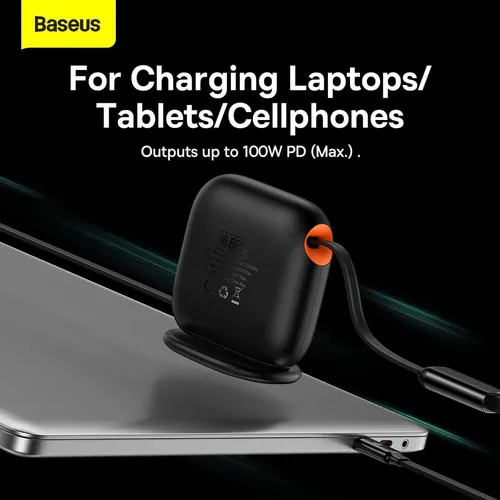 Baseus Traction Series 100W Retractable 3-in-1 Type-C to M+L+C Fast Charging 1.7M Cable Desktop Organizer