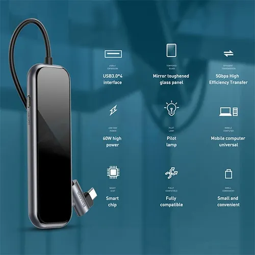 Baseus UCN3274 USB Type-C 4 USB 3.0 PD Charging Adapter Hub