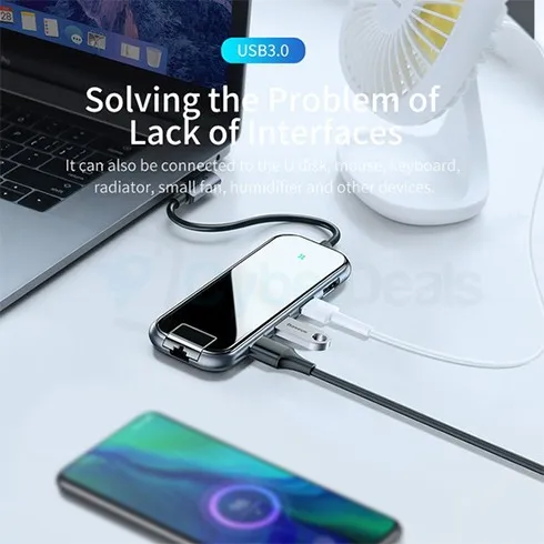 Baseus UCN3275 Mirror Series USB Type-C to USB 3.0*3+HDMI+RJ45+PD Hub Adapter