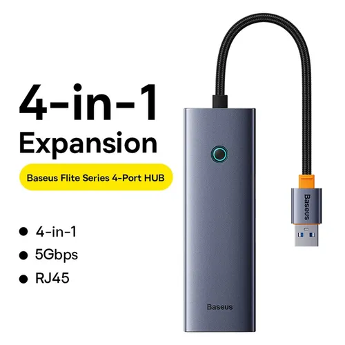 Baseus Ultra Joy Series 4 Port USB 3.0 x 3 + RJ45 x 1 USB-A Hub Adapter