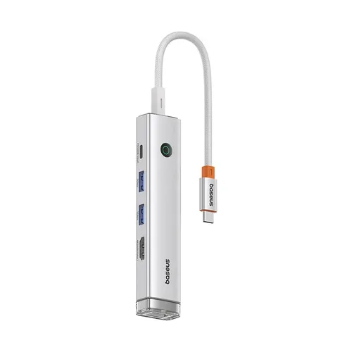 Baseus UltraJoy Series 5-Port HUB AIR, USB-C - HDMI, USB3.0x2, PD, RJ45 (silver)