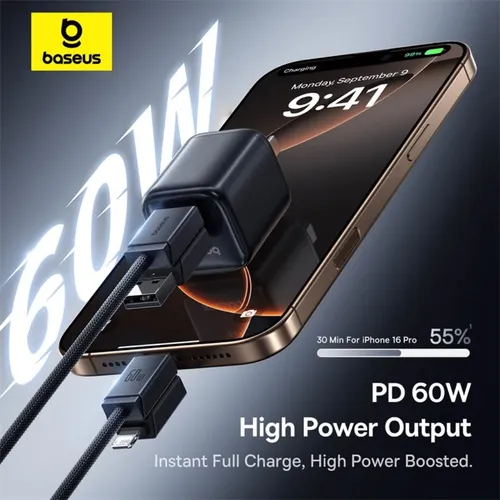 Baseus Versatile 60W USB-C + USB-A to USB-C + Lightning Fast Charging Cable