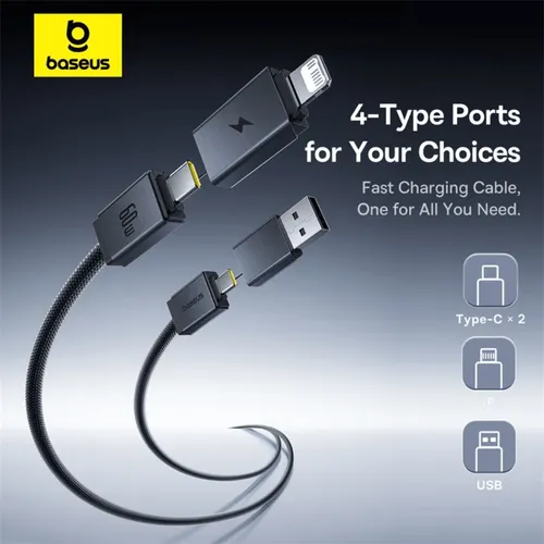 Baseus Versatile 60W USB-C + USB-A to USB-C + Lightning Fast Charging Cable