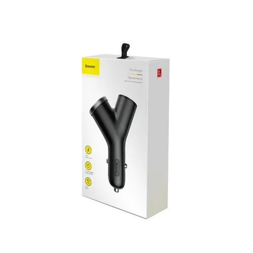 Baseus Y Type Car Charger with 2x USB and Extended Lighter Port 3.4A black CCALL YX01