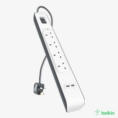 Belkin 4-Outlet Surge Protection Strip with Two USB Ports Power Extension