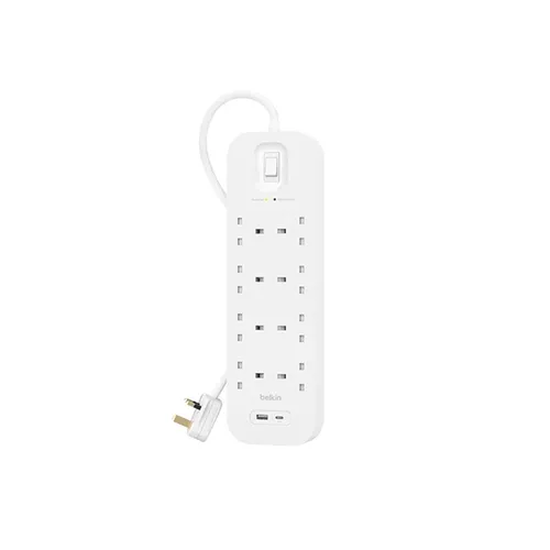 Belkin Connect Surge Protector with 8 AC Outlets + USB + USB-C PD Extension Power Cord