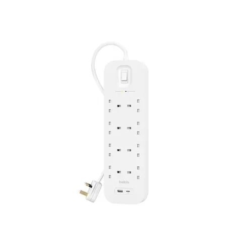 Belkin Connect Surge Protector with 8 AC Outlets + USB + USB-C PD Extension Power Cord