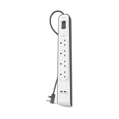 Belkin SurgeMaster 4-Outlet Surge Protection Strip with 2M Power Cord, Protects Desktops, Laptop/Notebooks, Printers, Routers and Other Office Devices