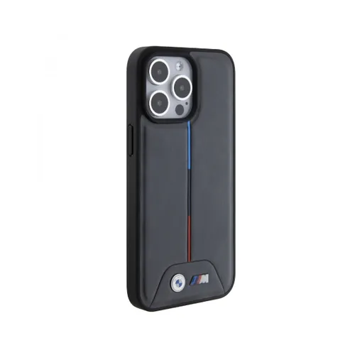 BMW M PU Leather Case with Quilted Tricolor Pattern for iPhone 15 Pro max