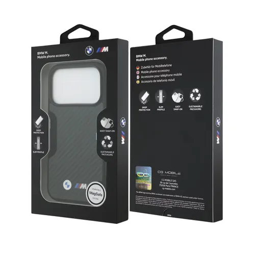 BMW Magsafe Kevlar Case With Metal Logo For iPhone 17 Pro Max Black