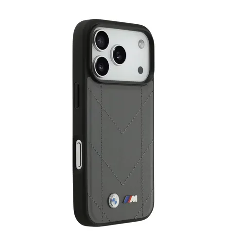 BMW Magsafe PU Quilted Leather Case for iPhone 17 Pro Max – Black / Blue / Grey
