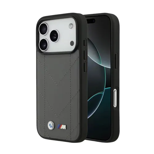 BMW Magsafe PU Quilted Leather Case for iPhone 17 Pro Max - Black / Blue / Grey