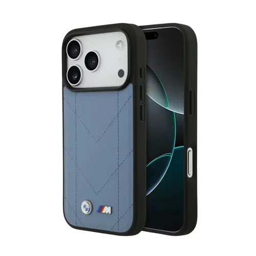 BMW Magsafe PU Quilted Leather Case for iPhone 17 Pro Max - Black / Blue / Grey