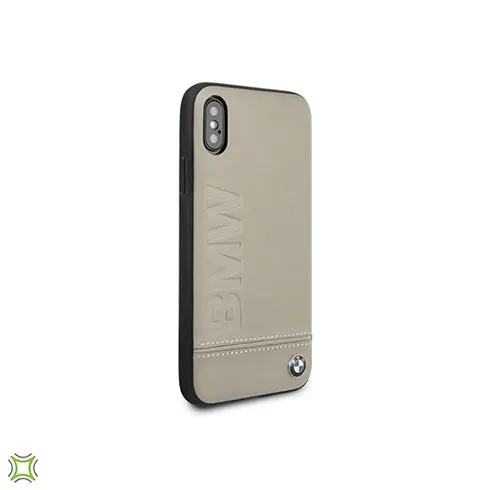 BMW PC/TPU Logo Imprint Genuine Leather iPhone Case